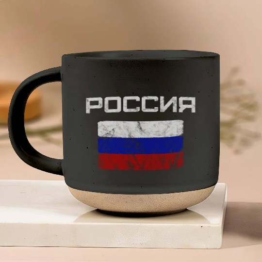 Russia Russian Flag Pottery Mugs