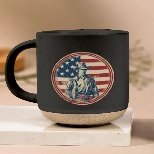 American Flag Cowboy Design Pottery Mugs