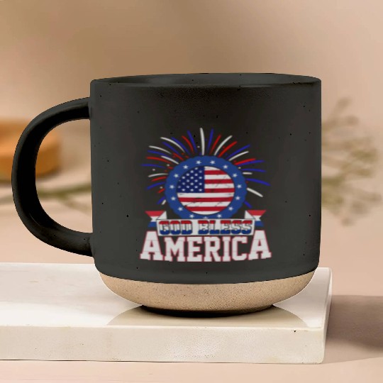 God Bless America Independence Day USA Patriot Pottery Mugs
