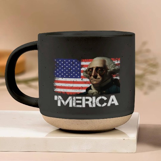 Merica George Washington Independence Day USA Pottery Mugs