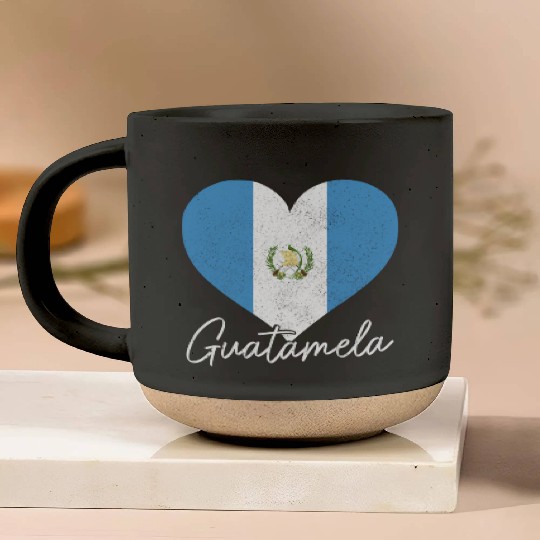 Guatemala Guatemalan Flag Pride Heart Chapina Pottery Mugs