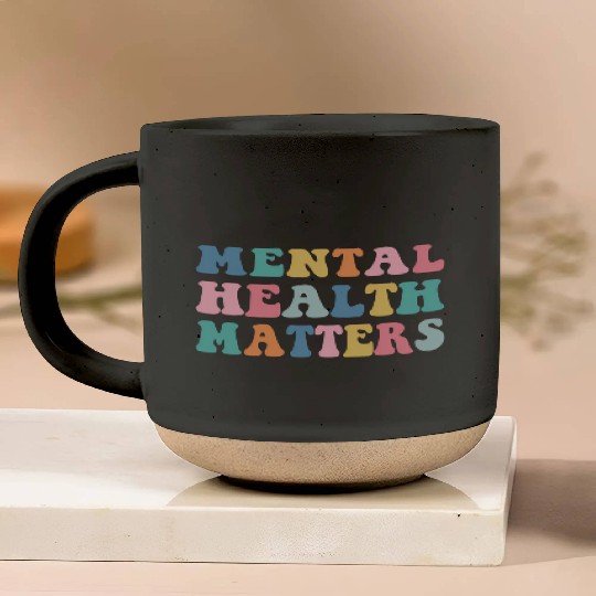 Mental Health Matters Colorful Aesthetic Preppy Pottery Mugs