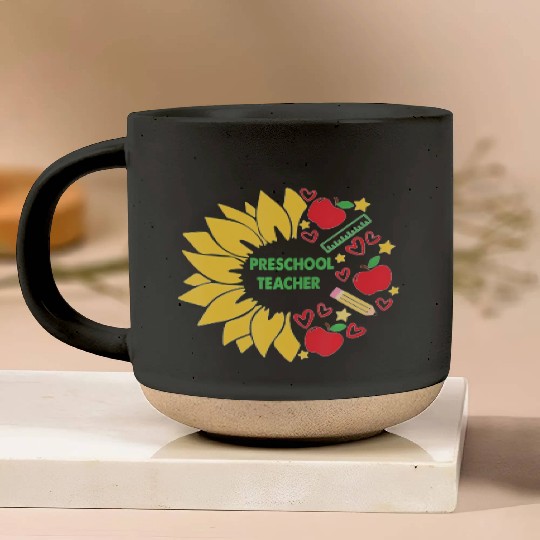 Preschool Teacher Sunflower Back To School Pottery Mugs