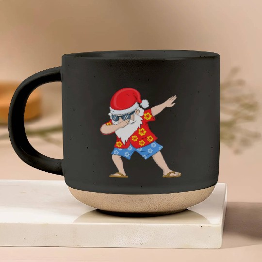 Christmas in July Santa Hawaiian Dabbing Santa Pottery Mugs