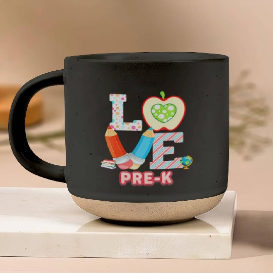 Love Pre-K Kid Student Teacher Back To School I Pottery Mugs
