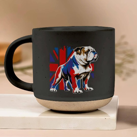 British Bulldog With Union Jack Flag King Charles Pottery Mugs