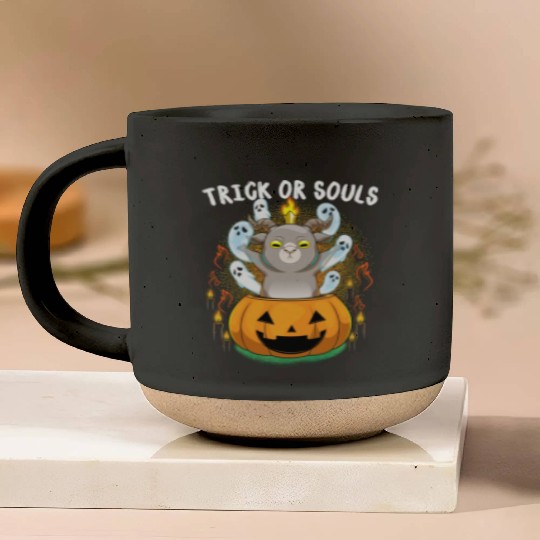 Trick Or Souls Halloween Baphomet Satanic Pumpkin Pottery Mugs
