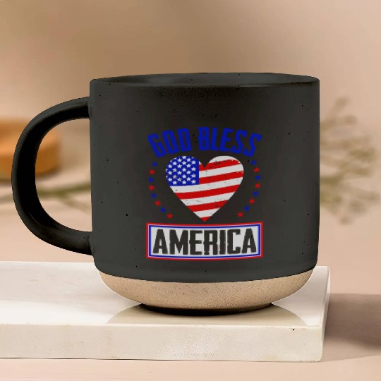 God Bless America Independence Day USA Patriot Pottery Mugs