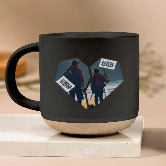 Connected Hearts: A Father Son Design of Love Pottery Mugs