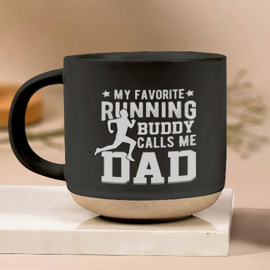 My Running Buddy Calls Me Dad Pottery Mugs