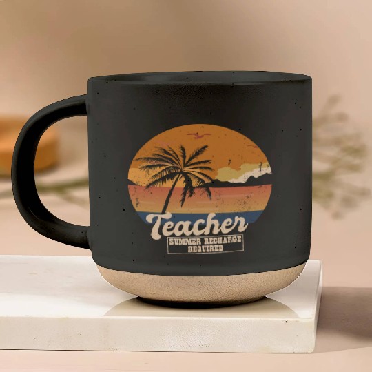 Funny Last Day Of School Teacher Summer Recharge Pottery Mugs