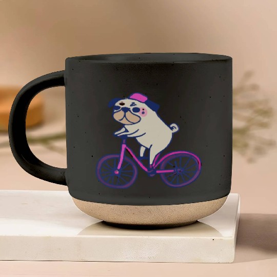 Pug Bicycle Dog Lover Puppy Pottery Mugs