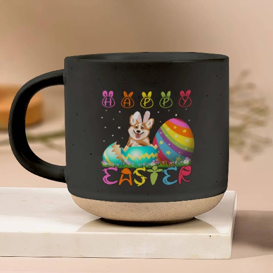 Easter Day Corgi Dog Family Easter Pottery Mugs