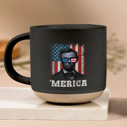 Merica Lincoln Independence Day Party 4th July Pottery Mugs