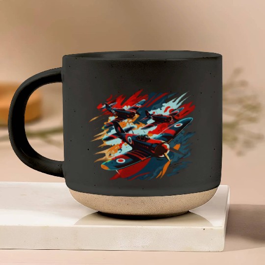 Spitfire Airplane Vintage Pilot Aviator Military Pottery Mugs