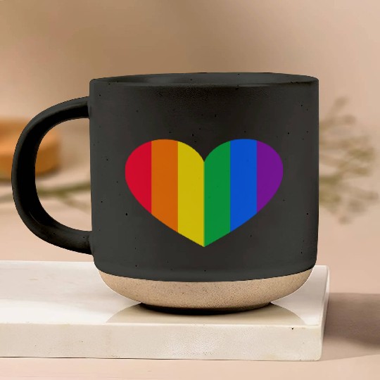Gay Pride Rainbow Heart Pottery Mugs