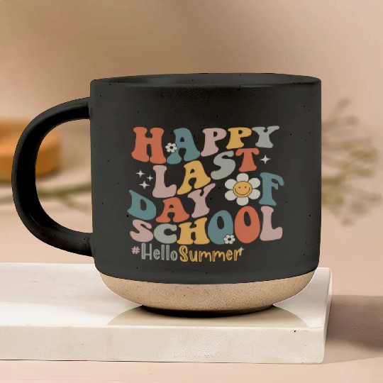 Groovy Happy Last Day Of School Teacher Student Pottery Mugs