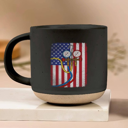 Patriotic HVAC Technician American Flag HVAC Tech Pottery Mugs