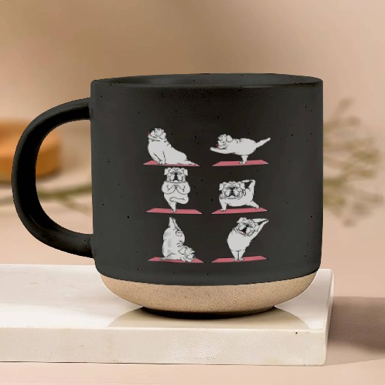 Paws Yoga Bulldog Puppy Doggie Lover Pose Pottery Mugs