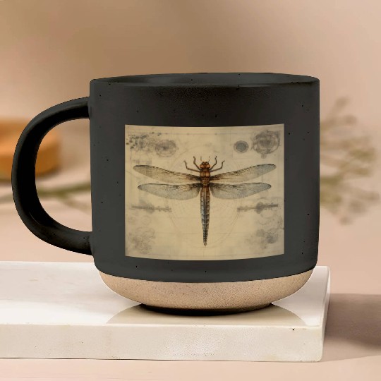 A diagrammatic drawing of a dragonfly Pottery Mugs