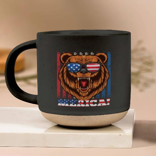 Merica Independence Day American Bear USA Party Pottery Mugs