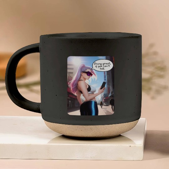 Cyberpunk Waifu Influencer Design 7 Pottery Mugs
