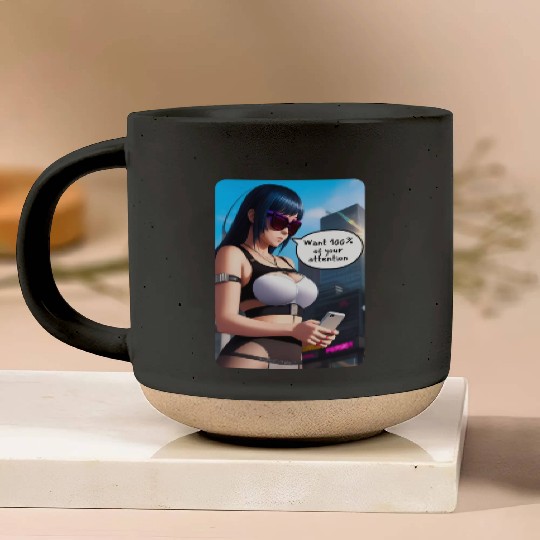 Cyberpunk Waifu Influencer Design 8 Pottery Mugs