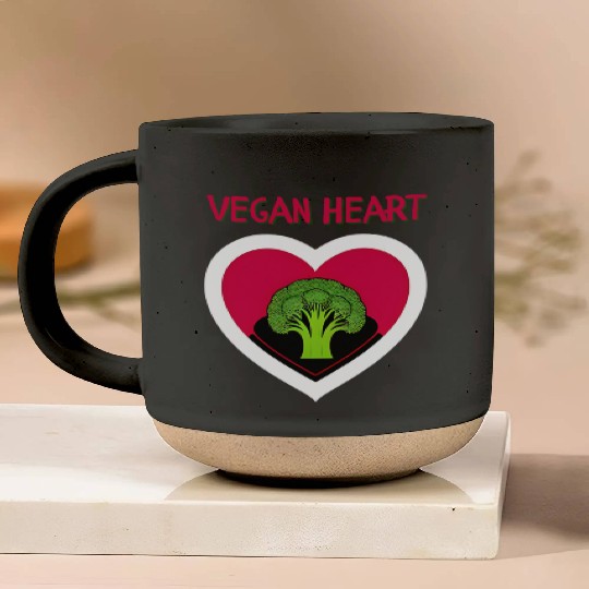 Vegan heart, broccoli heart Pottery Mugs
