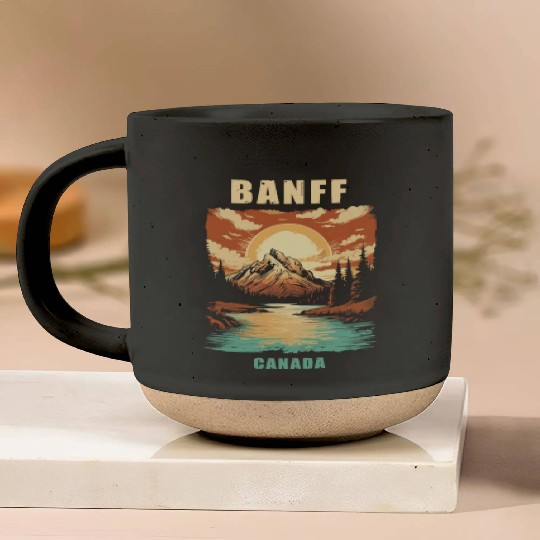 Vintage Retro Canadian Banff National Park Pottery Mugs