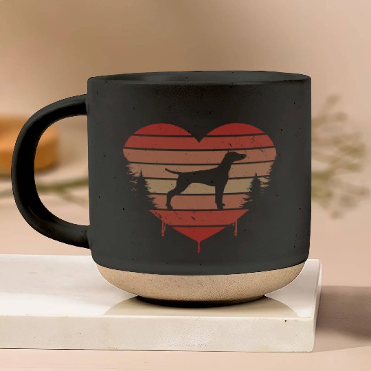 Cute Red Vintage Heart Vizslas 80s Valentine Day Pottery Mugs