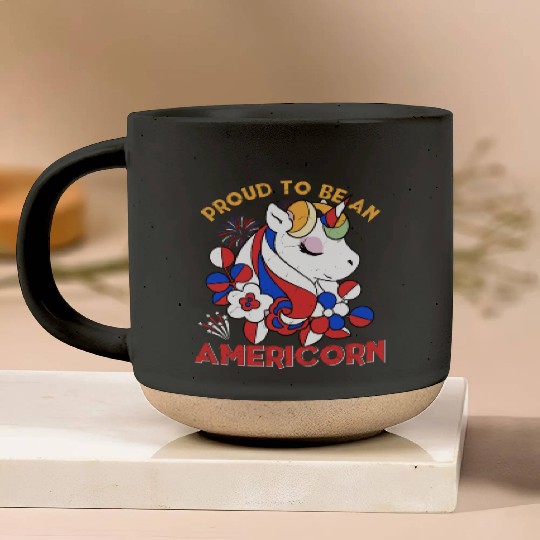 Proud to be an Americorn Unicorn Independence Day Pottery Mugs