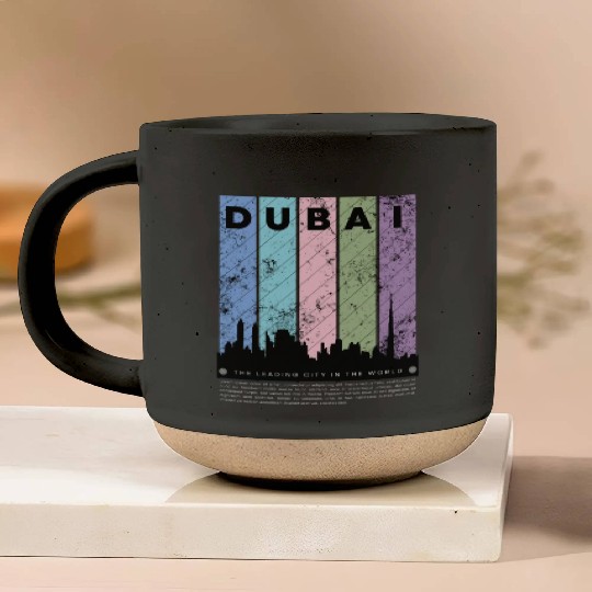 Black Colorful Dubai The Leading City in the World Pottery Mugs