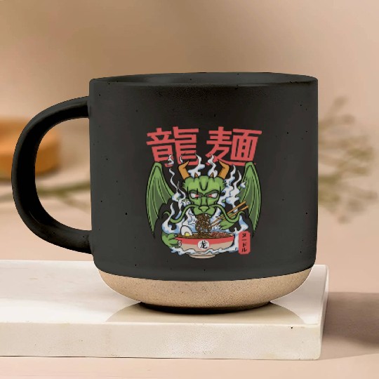 Dragon ramen noodles bowl Kawaii monstrous lizard Pottery Mugs