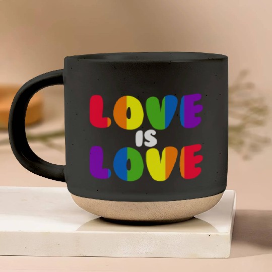 Love Is Love Rainbow LGBTQ Gay Pride Love Is Love Pottery Mugs