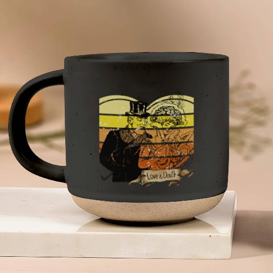 love or death vintage Pottery Mugs design