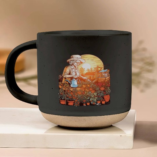 Gardener Grandma Watering Plants Garden Gardening Pottery Mugs