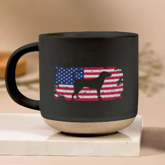 Coonhound USA American Flag Pottery Mugs