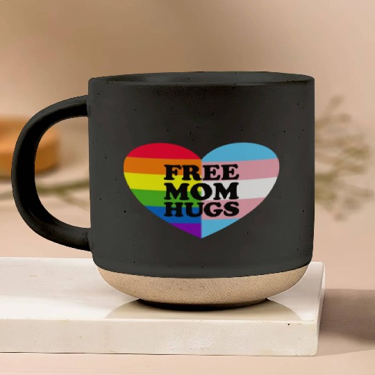 Free Mom Hugs Gay Pride Trans Flag LGBTQ Free Hugs Pottery Mugs