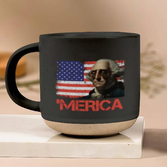 Merica George Washington Independence Day USA Pottery Mugs