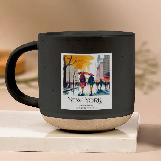 Couple walking in the streets of New York City Pottery Mugs