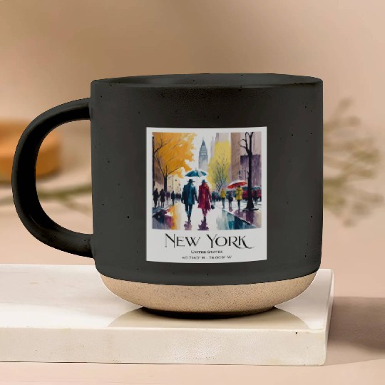 Couple walking in the streets of New York City Pottery Mugs