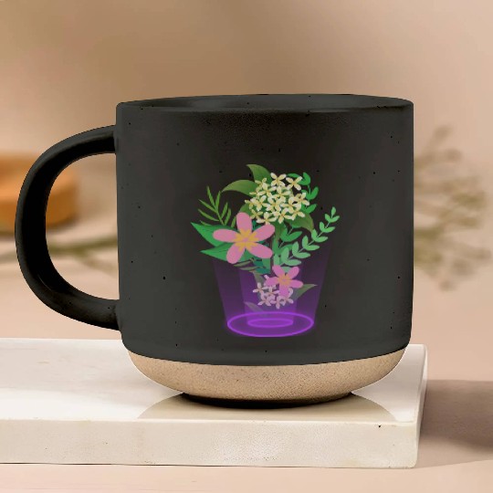 flowers and plants with magic light Pottery Mugs