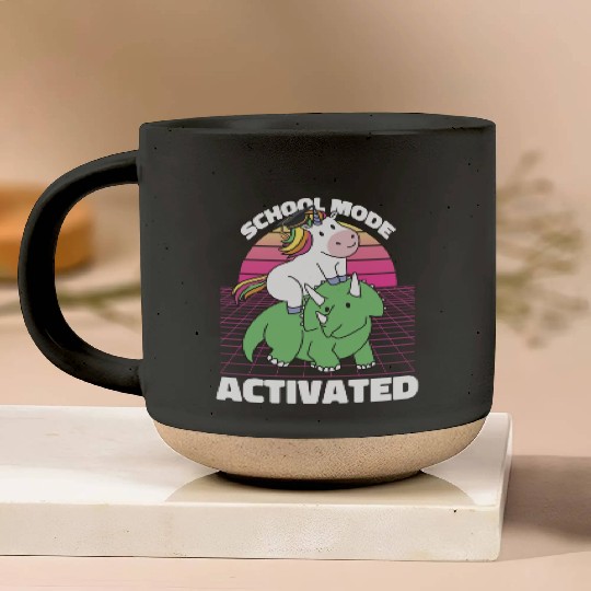 Student Unicorn Triceratops Dino Back To School Pottery Mugs