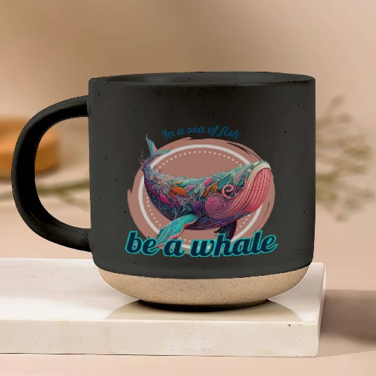 In a sea of fish be a Whale White Colorful Pottery Mugs