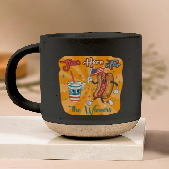 I'm Just Here For The Wieners Cartoon Hot Dog 4Th Pottery Mugs