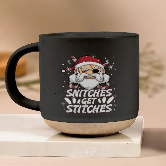 Snitches Get Stitches Santa Hat Funny Santa Pirate Pottery Mugs