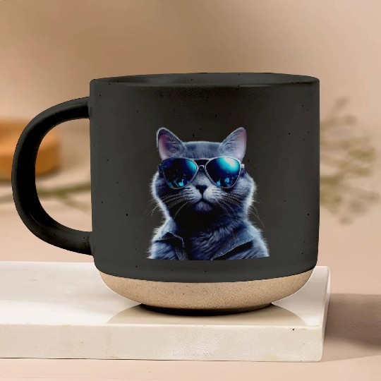 Cat With Sunglasses Cute Cat Mom Meow Paws Kitty Pottery Mugs