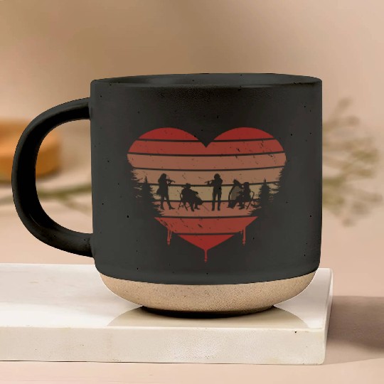 Cute Red Vintage Heart Orchestra Valentine Day Pottery Mugs