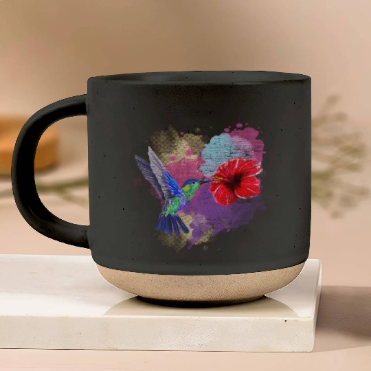 Pretty Bird Animal Hibiscus Flower Hummingbird Pottery Mugs