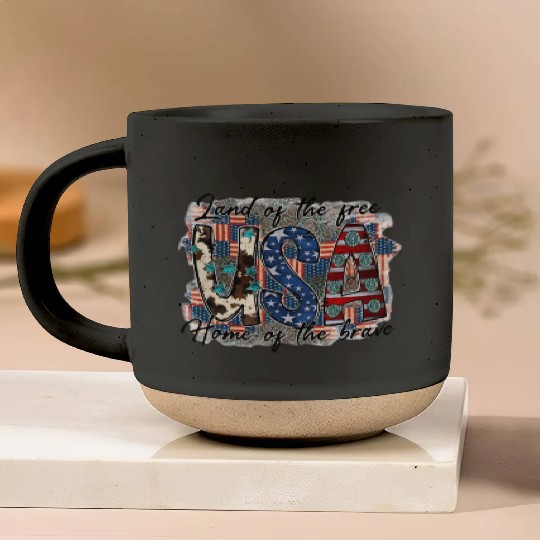Land of the free USA Home of the brave Pottery Mugs